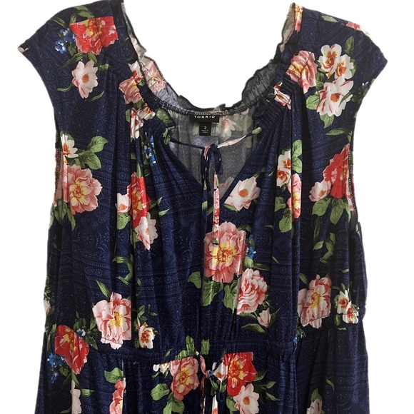 Torrid Blue Floral Midi Dress Size 2 - Picture 5 of 5
